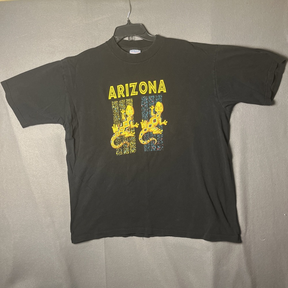Vtg Arizona Aztec‎ Lizard tee, Black Single Stitch, Sz XL